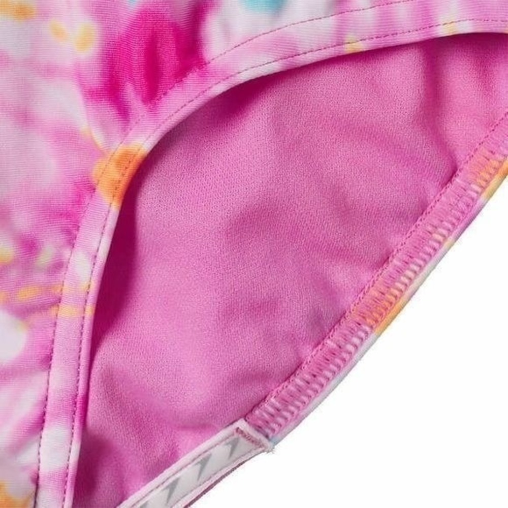 Speedo Girls Bathing Suit Pink Tie Dye Size Large 12/14 Athletic Swimsuit NWT - Picture 3 of 5
